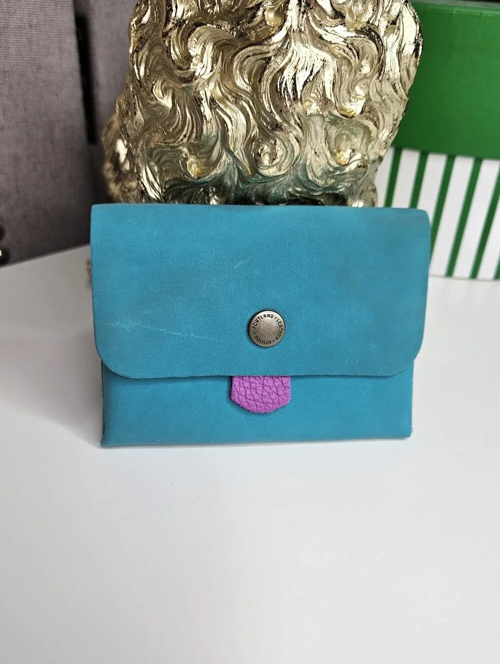 Portland Leather Goods Euro Wallet Aquamarine Blue